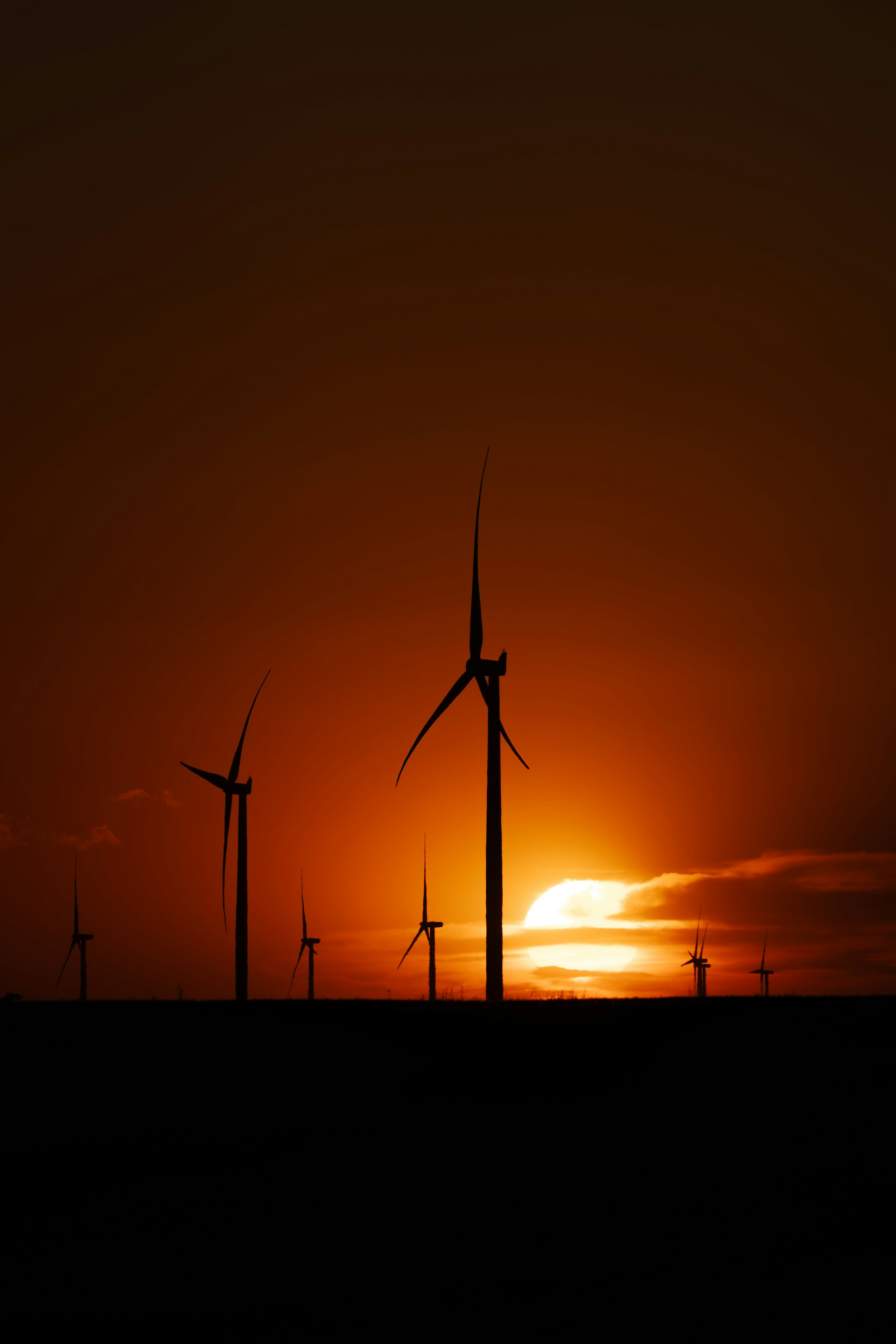 Wind turbines at sunset